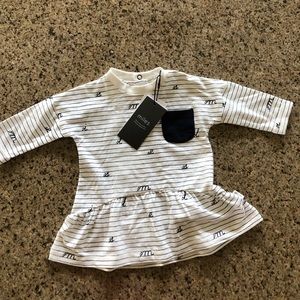 Miles- white striped knit dress- size 3months